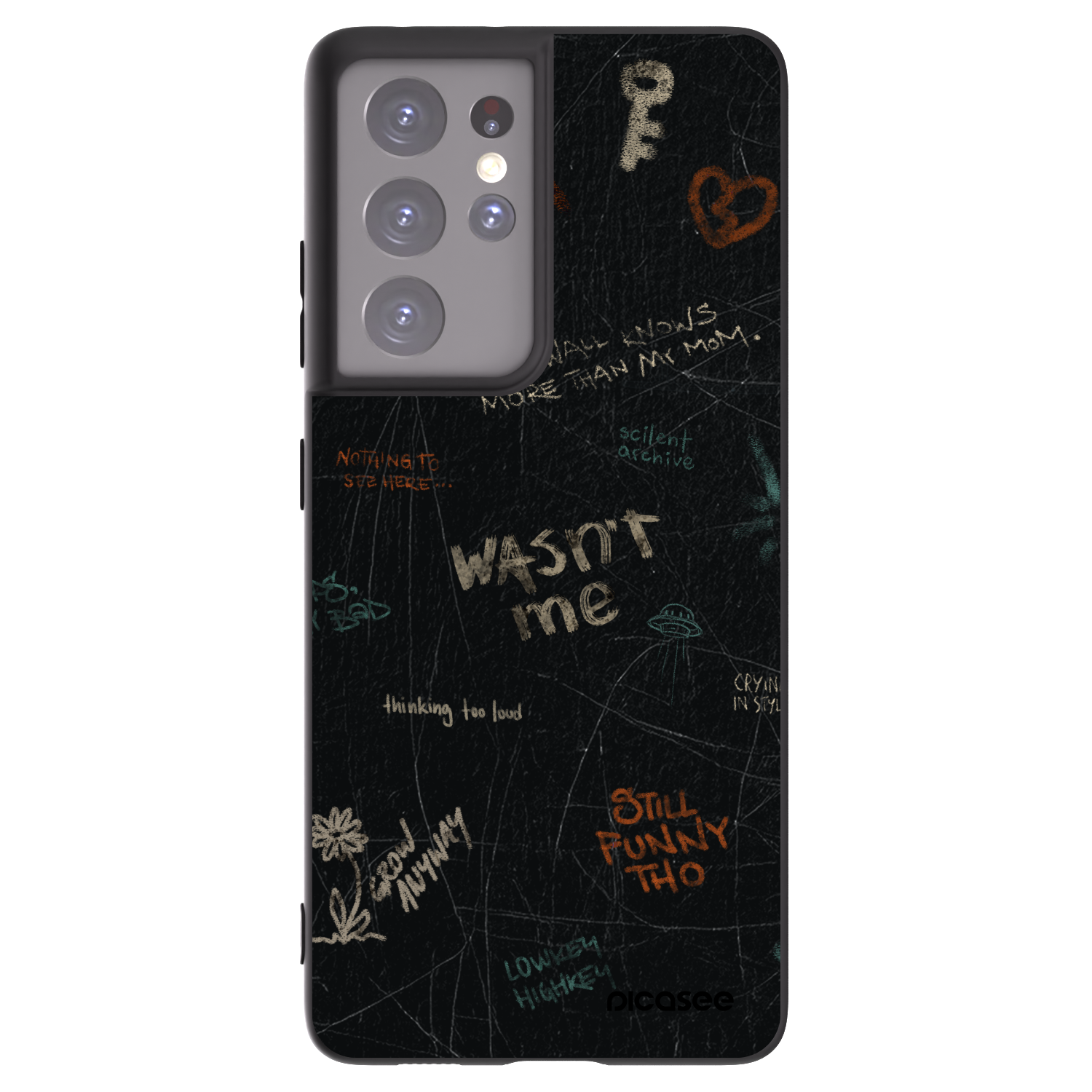 Picasee silikonowe czarne etui na Samsung Galaxy S21 Ultra 5G G998B - CONFESSION