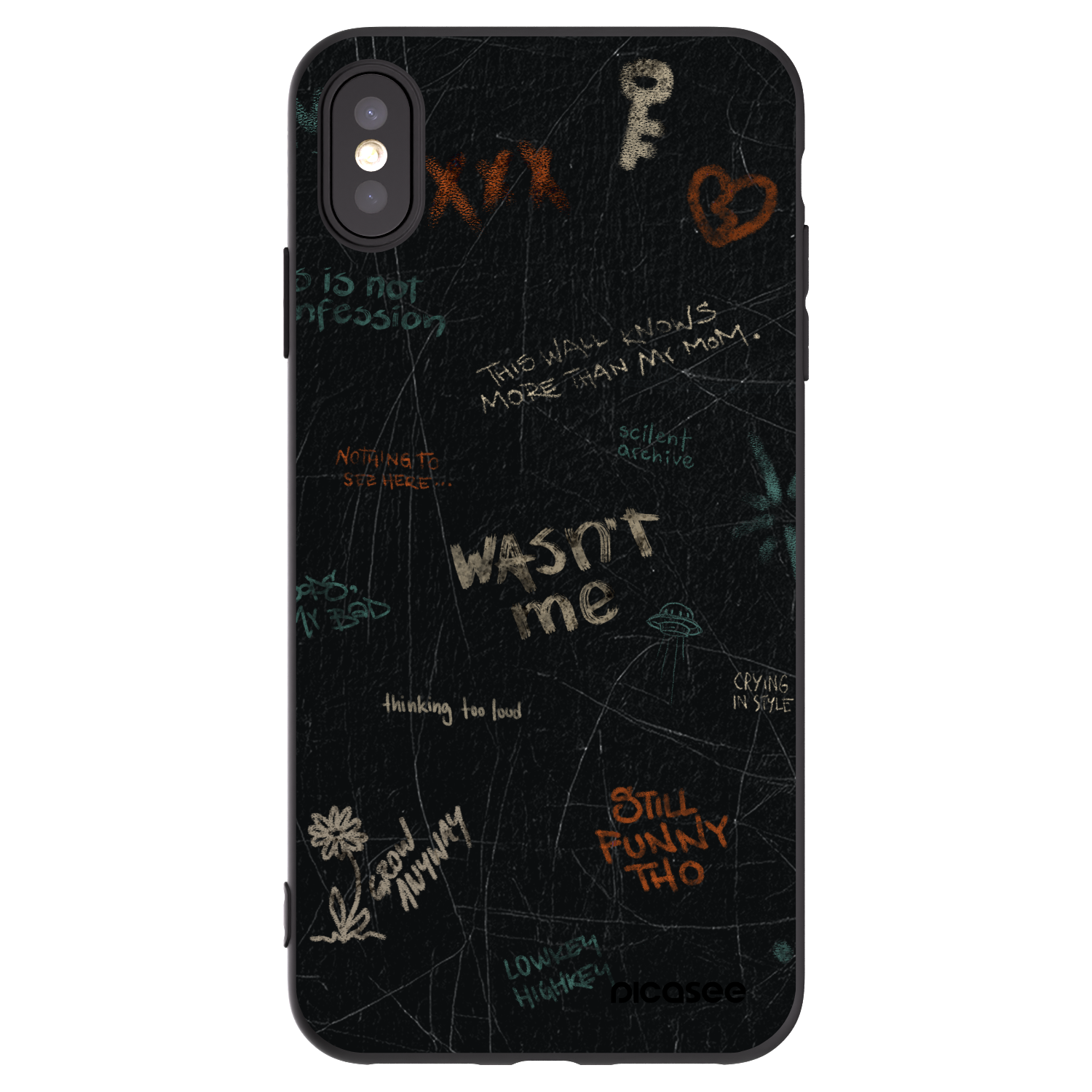 Picasee silikonowe czarne etui na Apple iPhone XS Max - CONFESSION