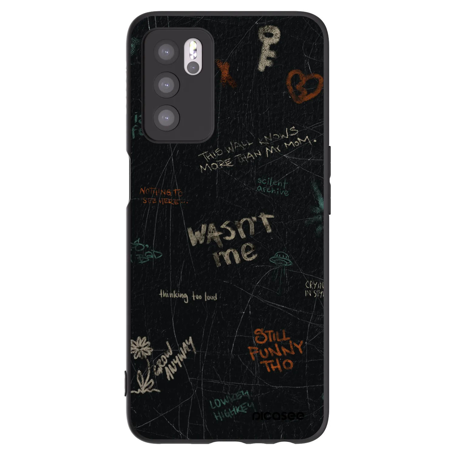 Picasee silikonowe czarne etui na OPPO A16s - CONFESSION