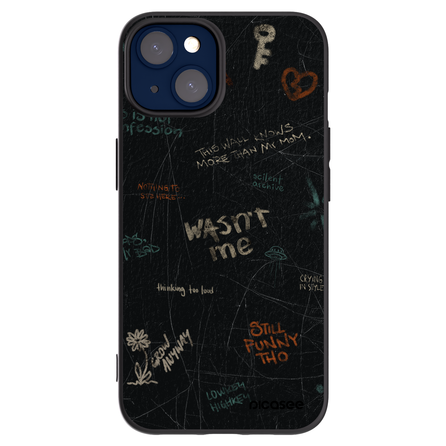 Picasee silikonowe czarne etui na Apple iPhone 14 - CONFESSION