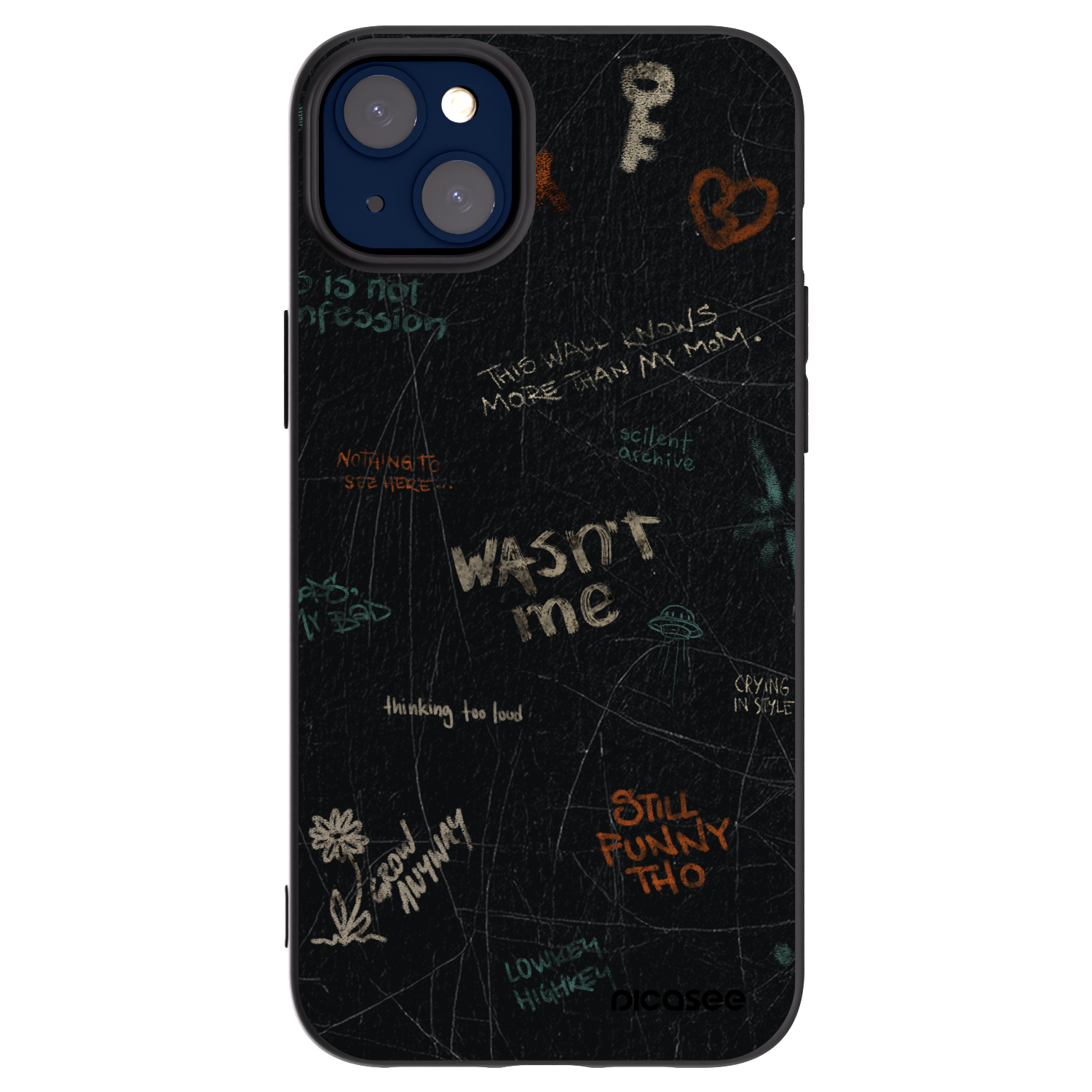 Picasee silikonowe czarne etui na Apple iPhone 14 Plus - CONFESSION