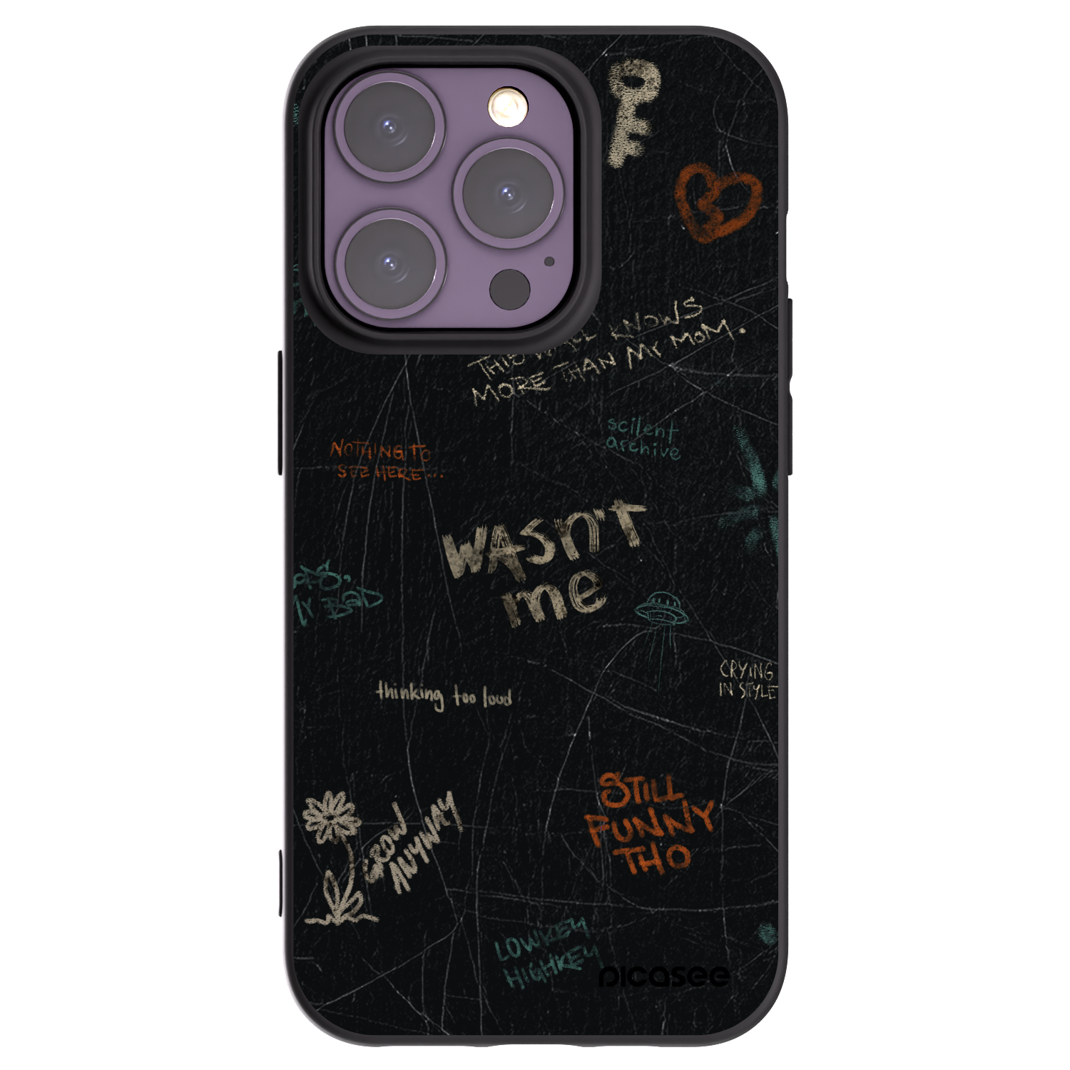 Picasee silikonowe czarne etui na Apple iPhone 14 Pro - CONFESSION