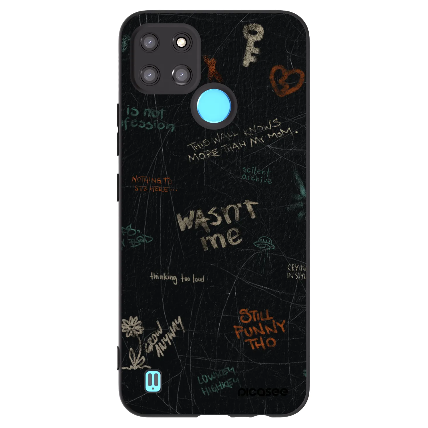 Picasee silikonowe czarne etui na Realme C21Y - CONFESSION