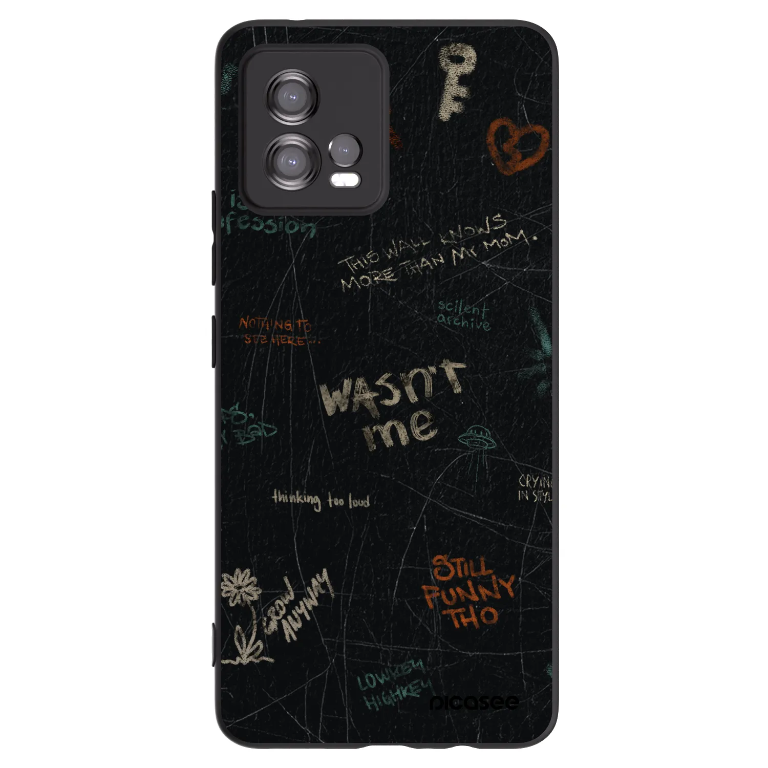 Picasee silikonowe czarne etui na Motorola Moto G72 - CONFESSION