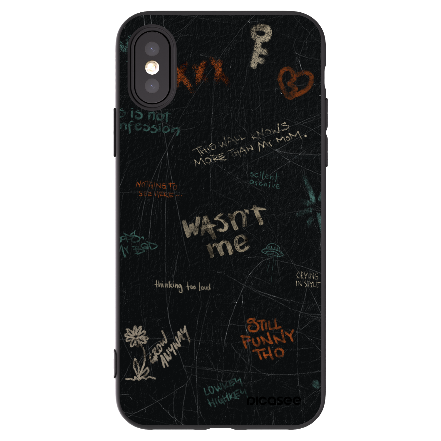 Picasee silikonowe czarne etui na Apple iPhone X/XS - CONFESSION