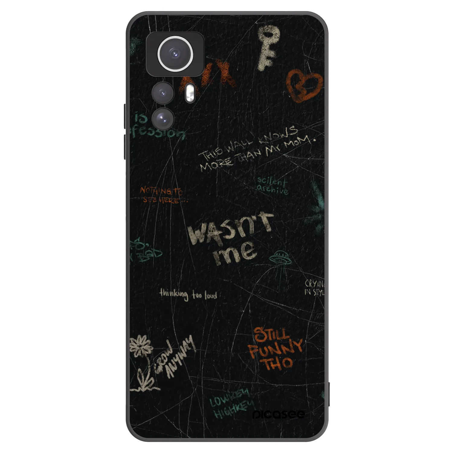 Picasee silikonowe czarne etui na Xiaomi Redmi Note 12S - CONFESSION