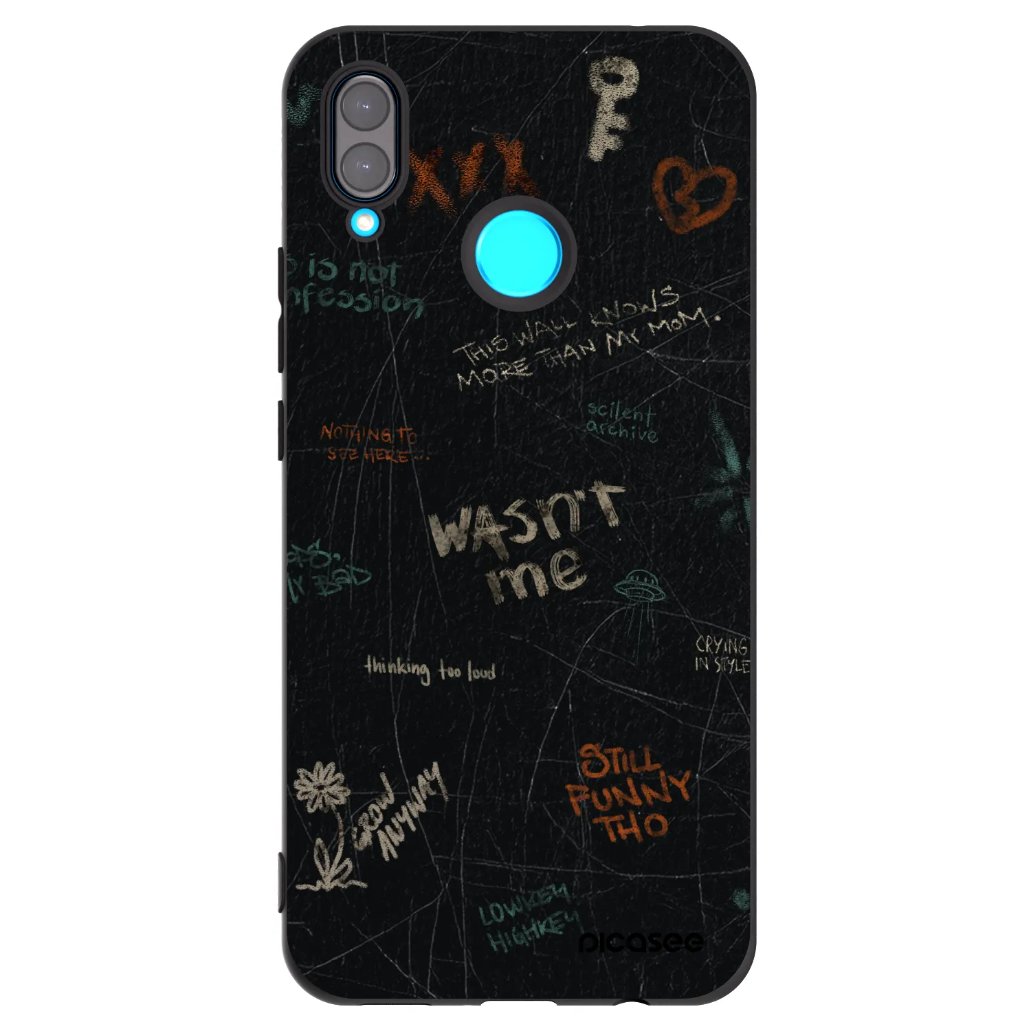 Picasee silikonowe czarne etui na Huawei Nova 3i - CONFESSION