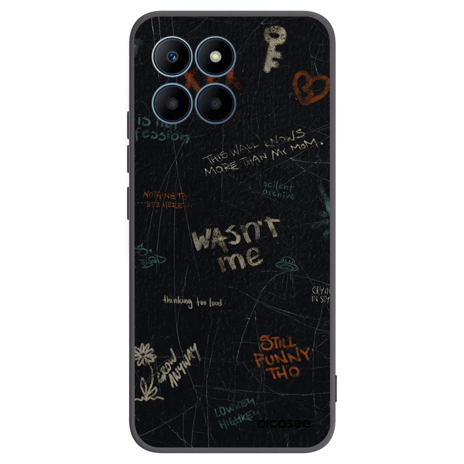 Picasee silikonowe czarne etui na Honor 70 Lite - CONFESSION