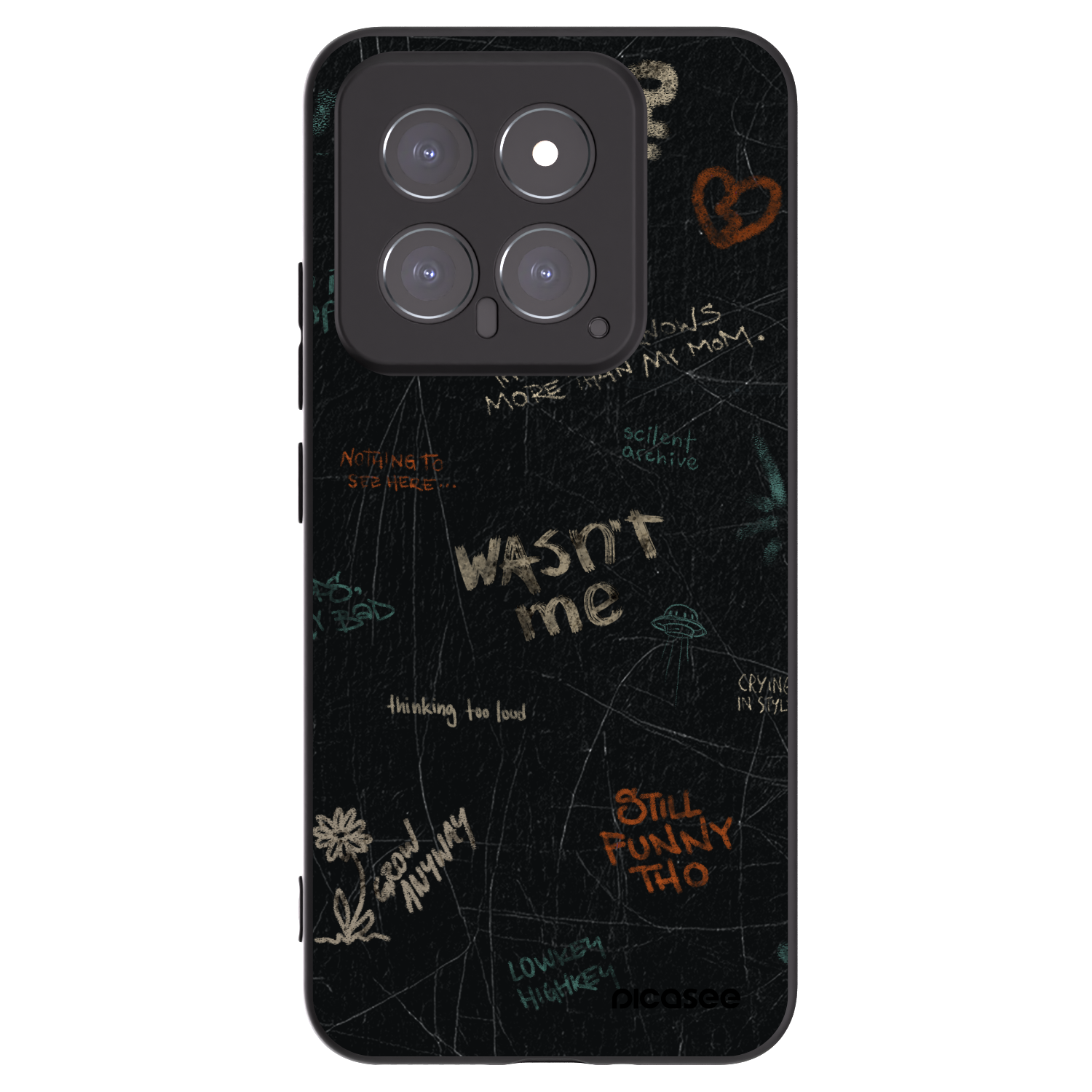 Picasee silikonowe czarne etui na Xiaomi 14 - CONFESSION