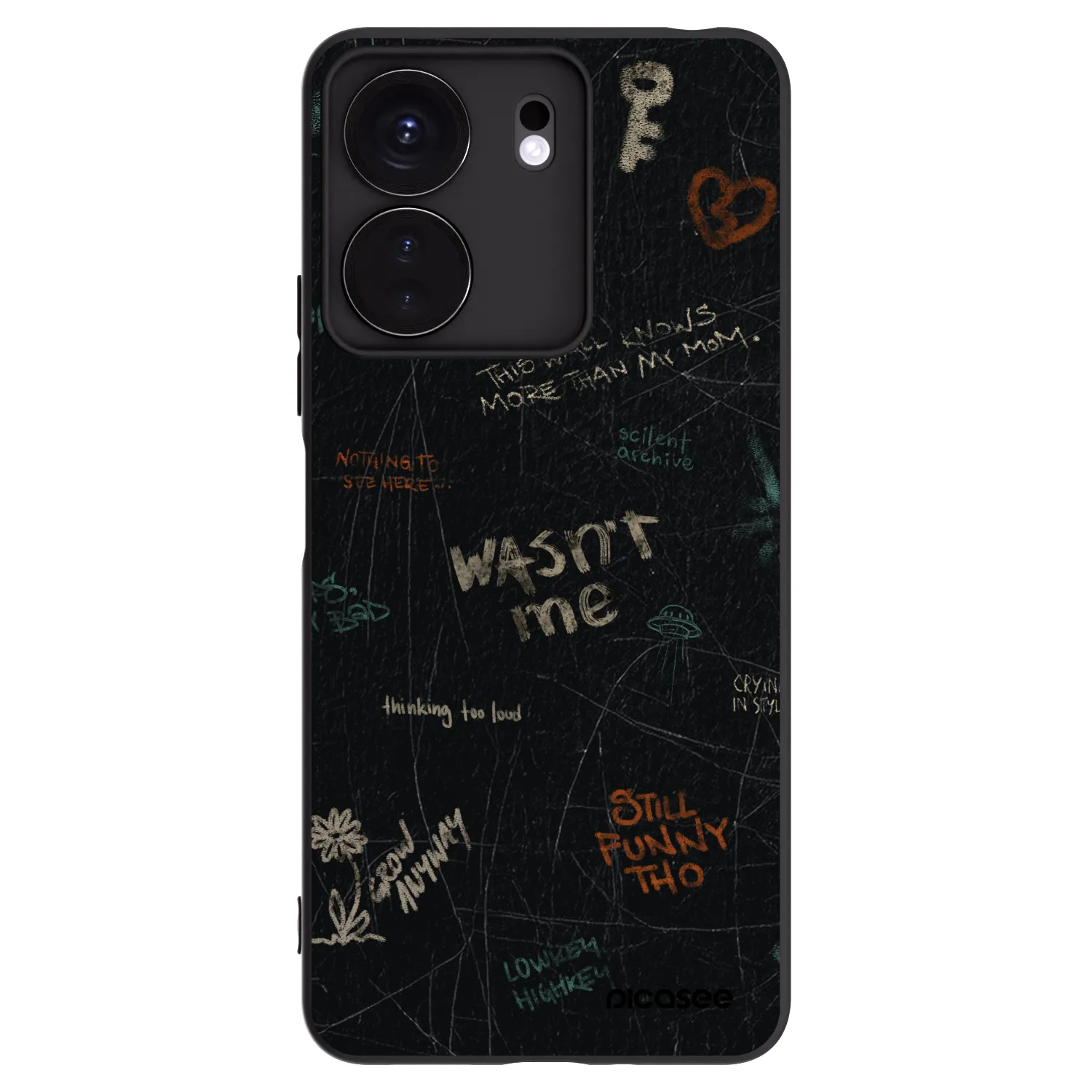 Picasee silikonowe czarne etui na Xiaomi Redmi 13C 4G - CONFESSION