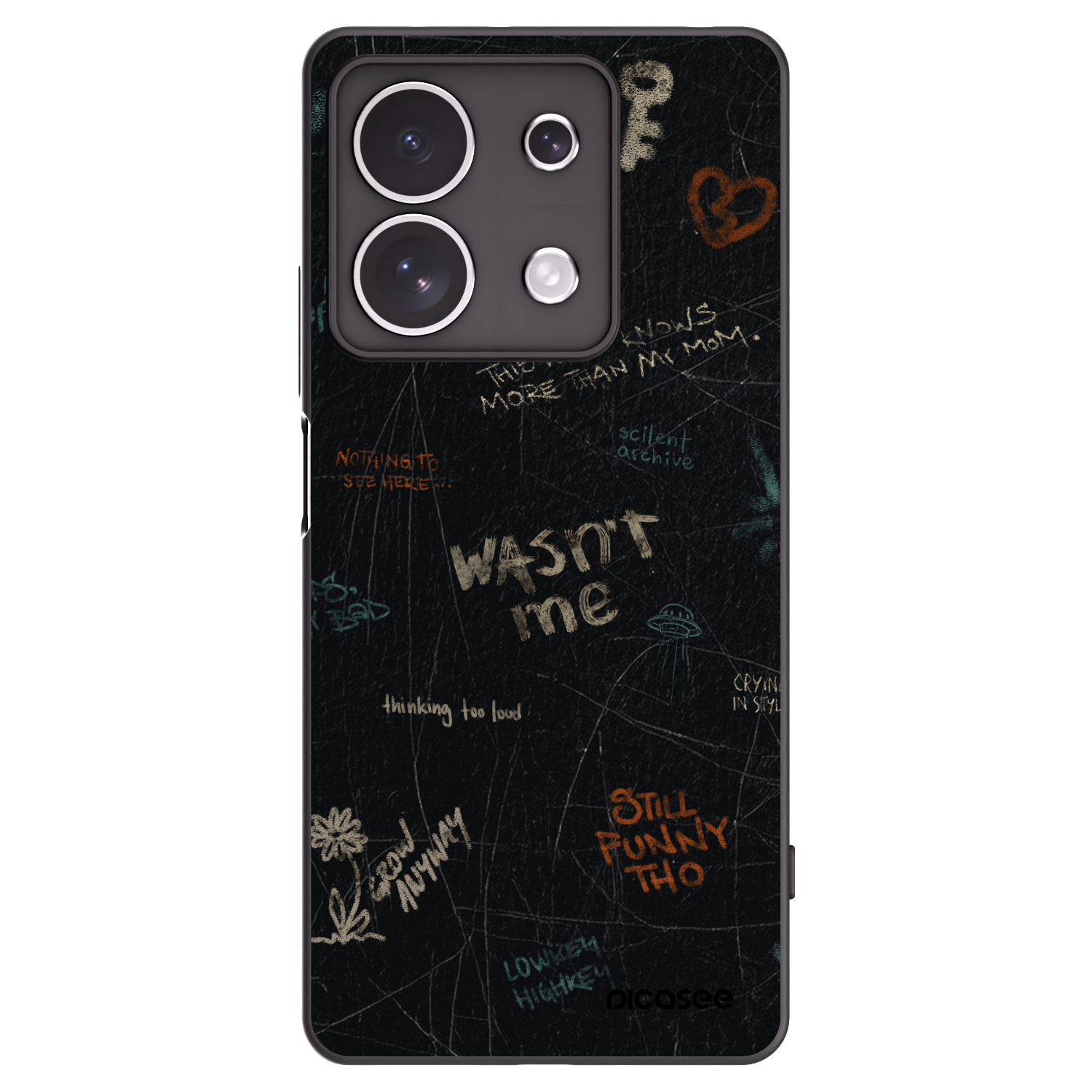 Picasee silikonowe czarne etui na Xiaomi Redmi Note 13 4G - CONFESSION