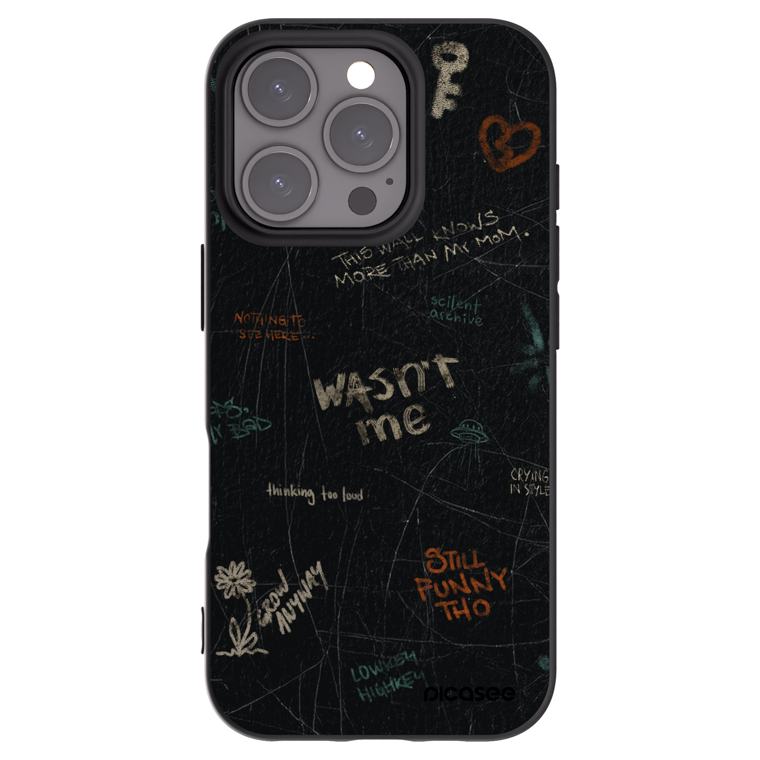 Picasee silikonowe czarne etui na Apple iPhone 16 Pro - CONFESSION