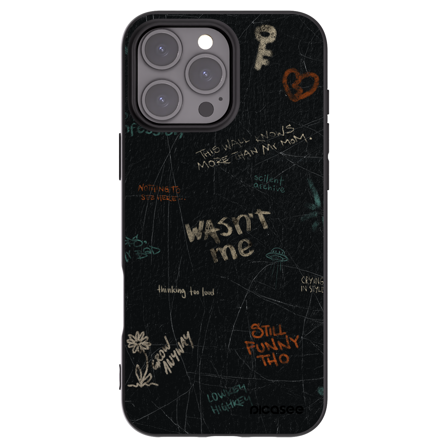 Picasee silikonowe czarne etui na Apple iPhone 16 Pro Max - CONFESSION
