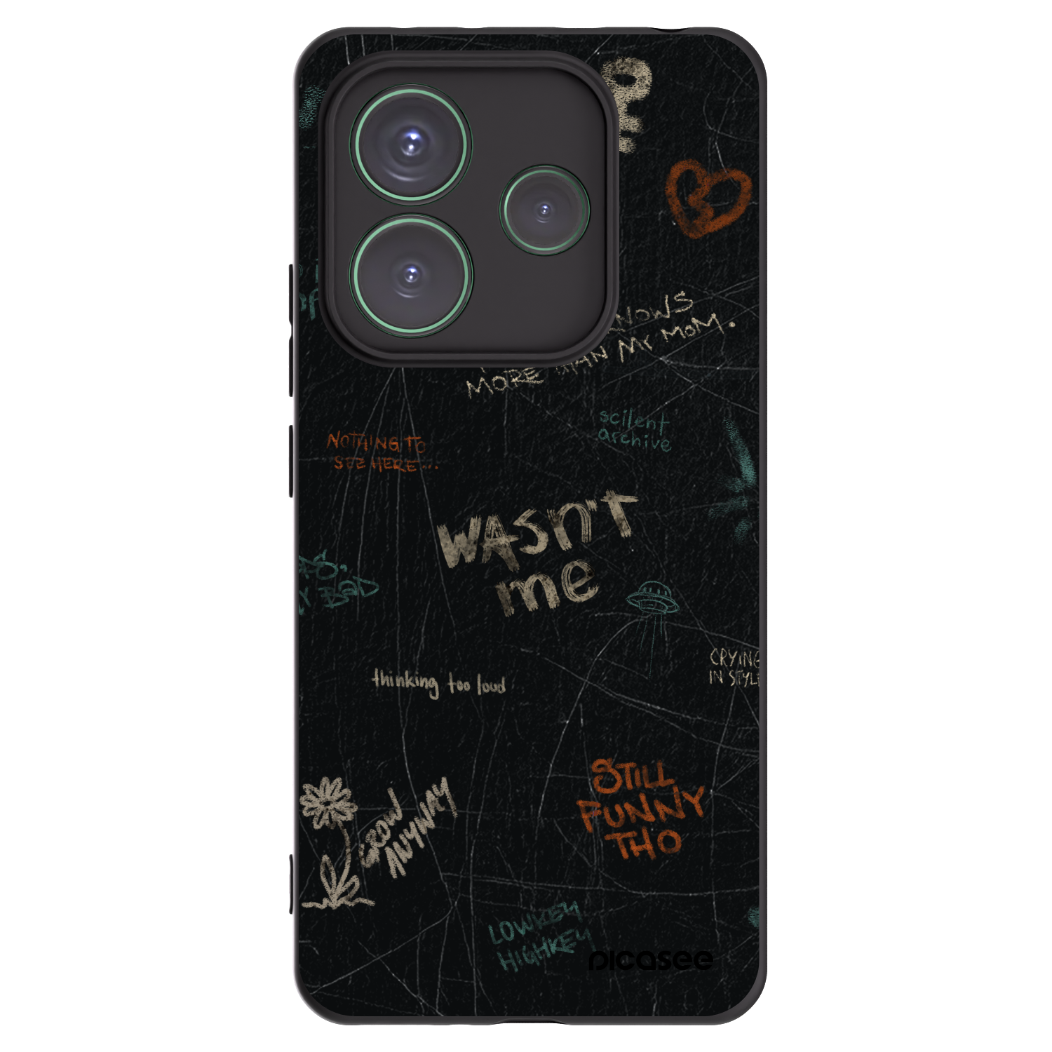Picasee silikonowe czarne etui na Xiaomi Redmi Note 14 5G - CONFESSION