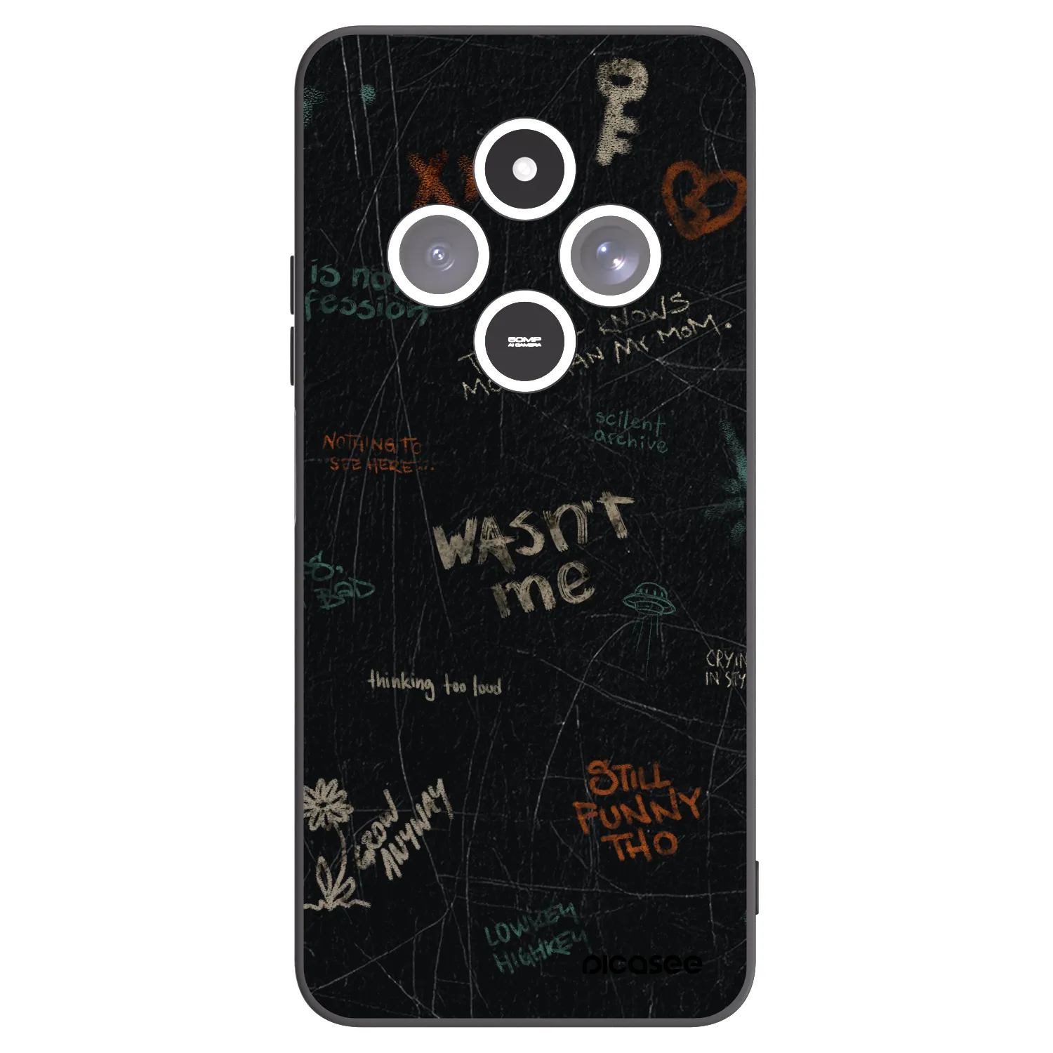 Picasee silikonowe czarne etui na Xiaomi Redmi 14C - CONFESSION