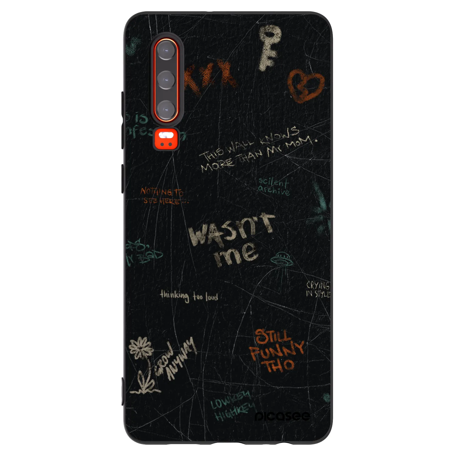 Picasee silikonowe czarne etui na Huawei P30 - CONFESSION