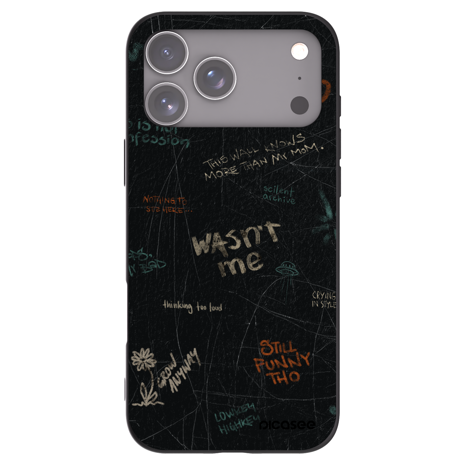 Picasee silikonowe czarne etui na Apple iPhone 17 Pro Max - CONFESSION