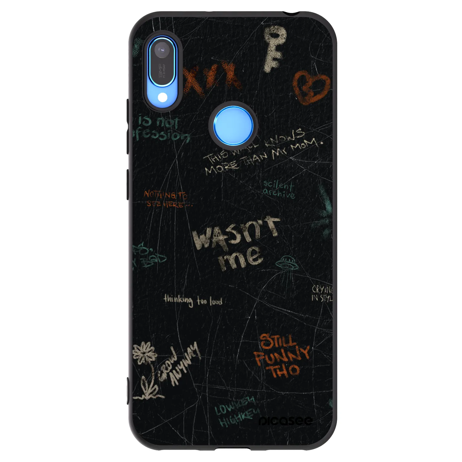 Picasee silikonowe czarne etui na Huawei Y6 2019 - CONFESSION