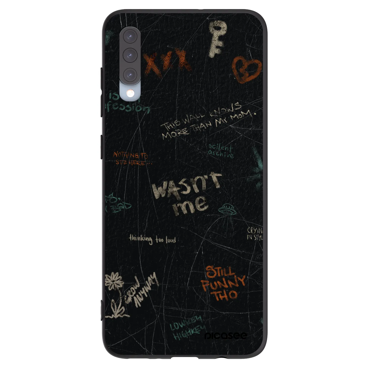 Picasee silikonowe czarne etui na Samsung Galaxy A70 A705F - CONFESSION