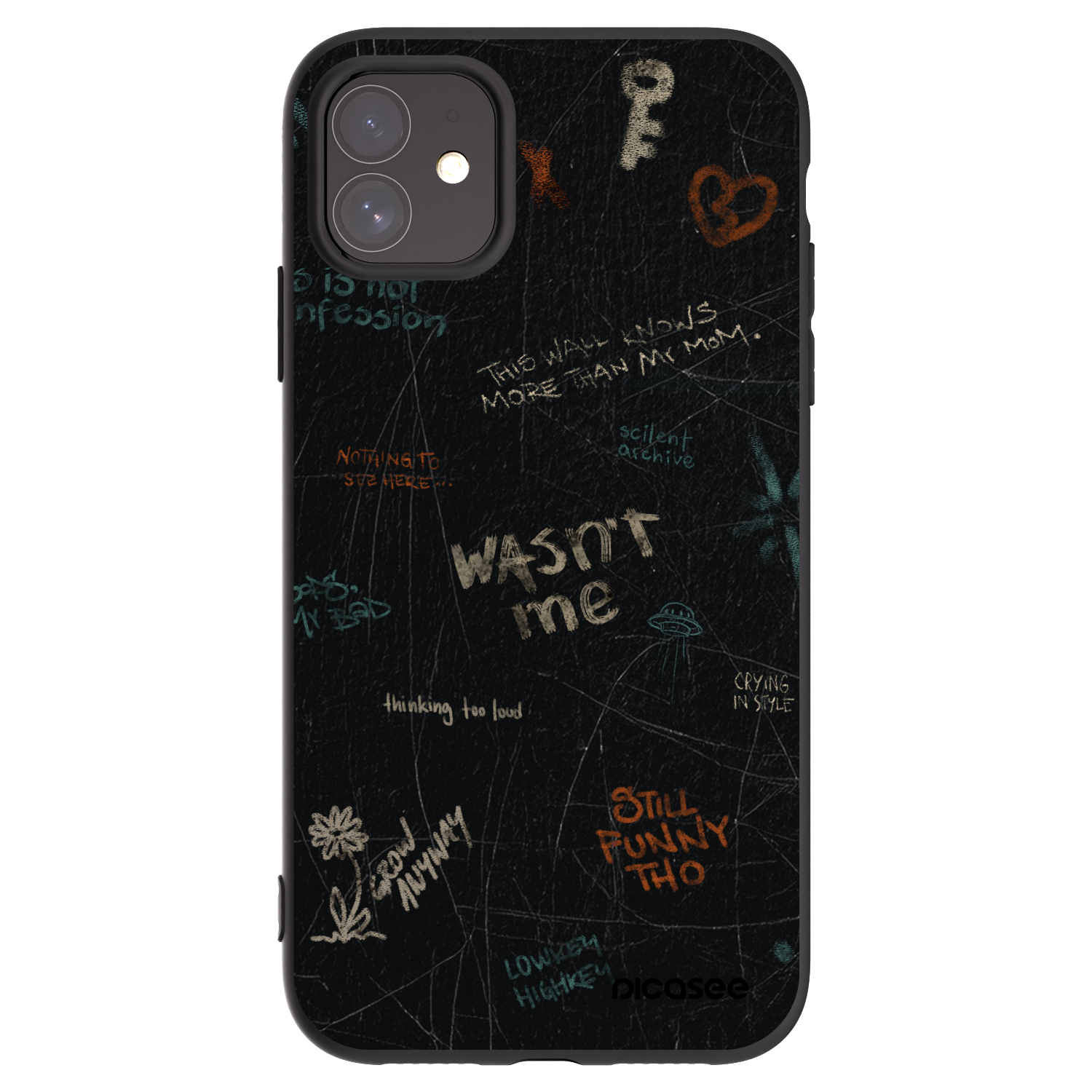 Picasee silikonowe czarne etui na Apple iPhone 11 - CONFESSION