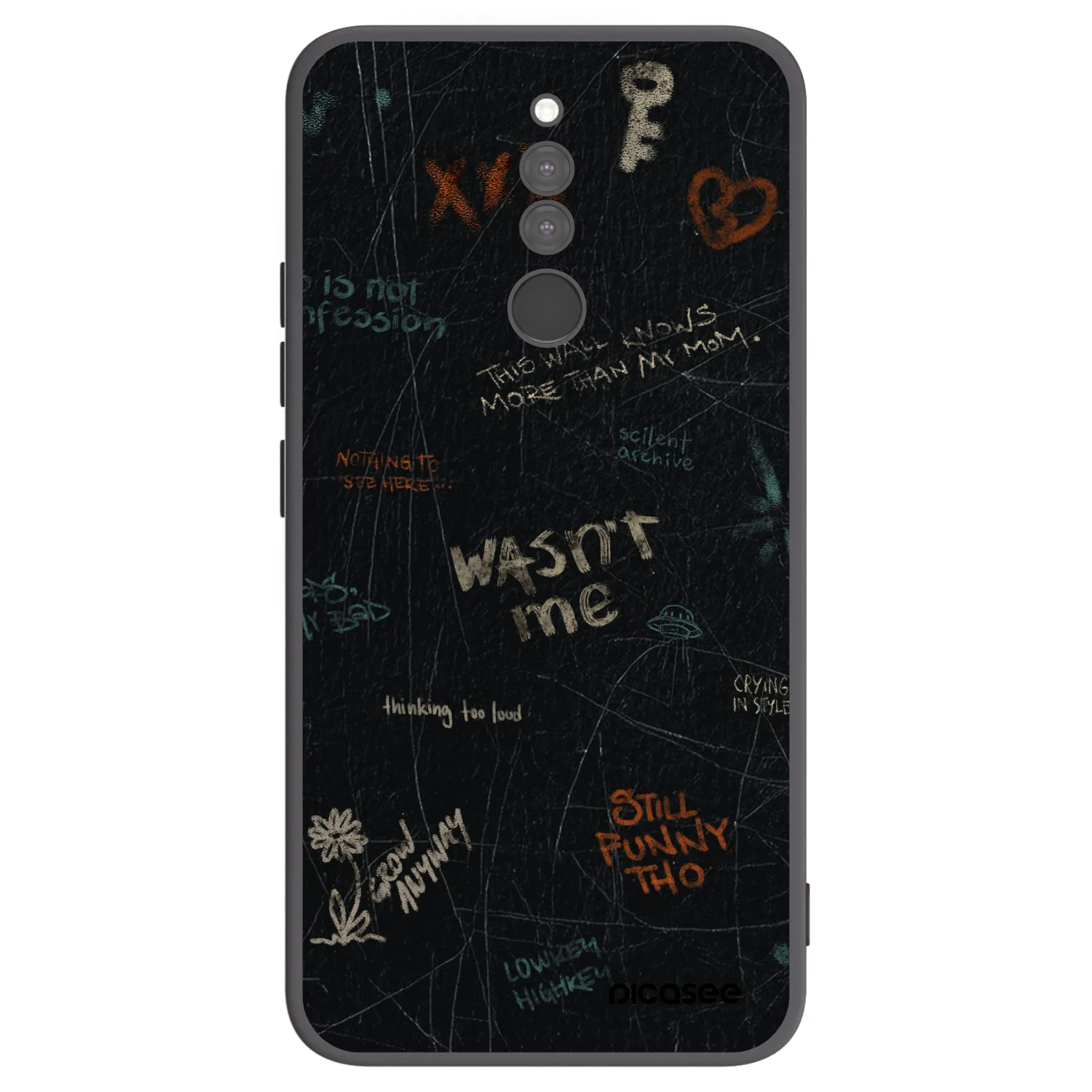 Picasee silikonowe czarne etui na Xiaomi Redmi 8 - CONFESSION