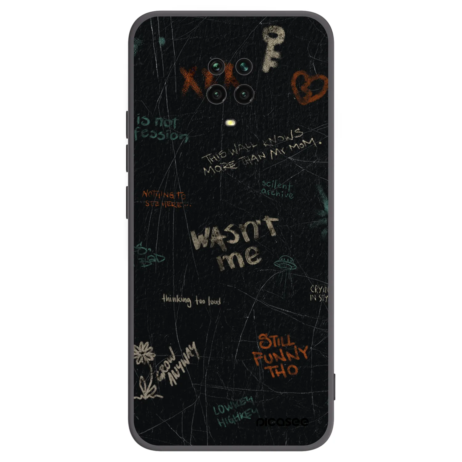 Picasee silikonowe czarne etui na Xiaomi Redmi Note 9 Pro - CONFESSION