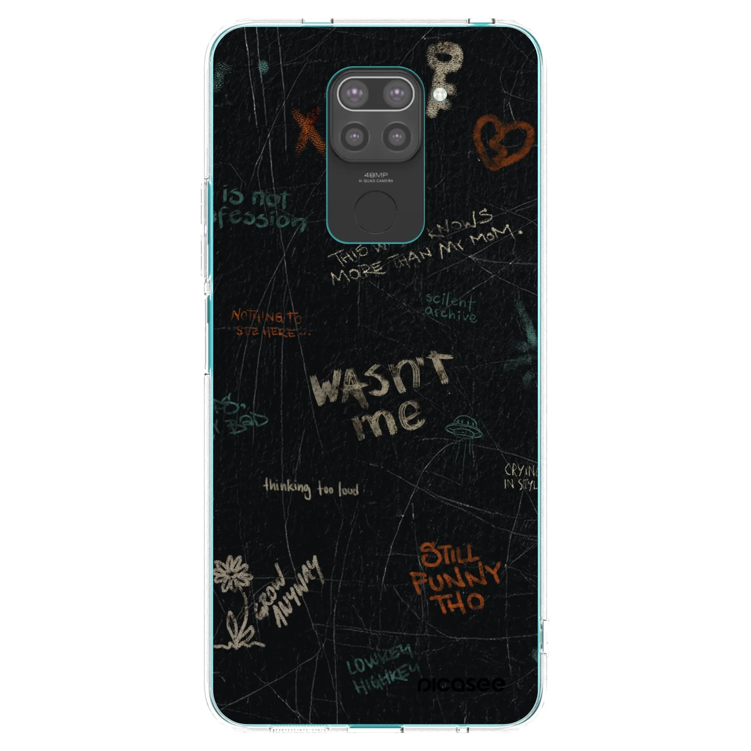 Picasee silikonowe czarne etui na Xiaomi Redmi Note 9 - CONFESSION