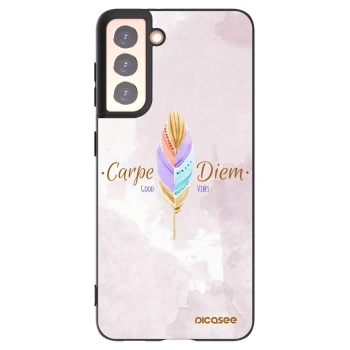 Picasee silikonowe czarne etui na Samsung Galaxy S21 5G G991B - Carpe Diem