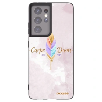 Picasee silikonowe czarne etui na Samsung Galaxy S21 Ultra 5G G998B - Carpe Diem
