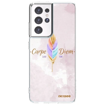 Picasee silikonowe przeźroczyste etui na Samsung Galaxy S21 Ultra 5G G998B - Carpe Diem