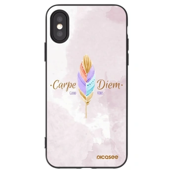 Picasee silikonowe czarne etui na Apple iPhone X/XS - Carpe Diem
