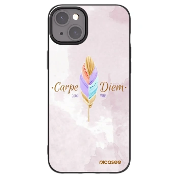 Picasee silikonowe czarne etui na Apple iPhone 15 Plus - Carpe Diem