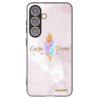 Picasee silikonowe czarne etui na Samsung Galaxy S24 S921B 5G - Carpe Diem