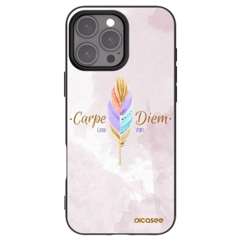Picasee silikonowe czarne etui na Apple iPhone 16 Pro Max - Carpe Diem