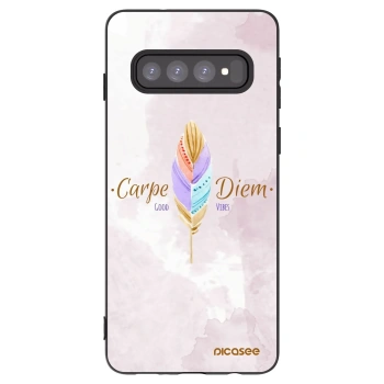Picasee silikonowe czarne etui na Samsung Galaxy S10 G973 - Carpe Diem