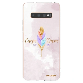 Picasee silikonowe przeźroczyste etui na Samsung Galaxy S10 Plus G975 - Carpe Diem