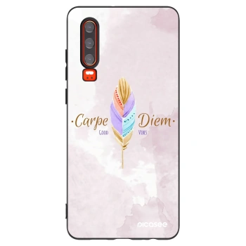 Picasee silikonowe czarne etui na Huawei P30 - Carpe Diem