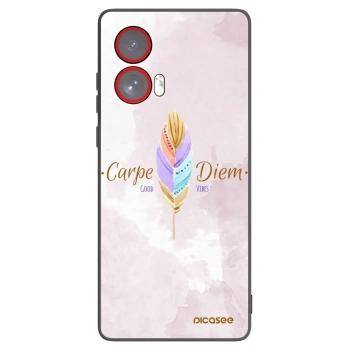 Picasee silikonowe czarne etui na Motorola Edge 50 Fusion - Carpe Diem