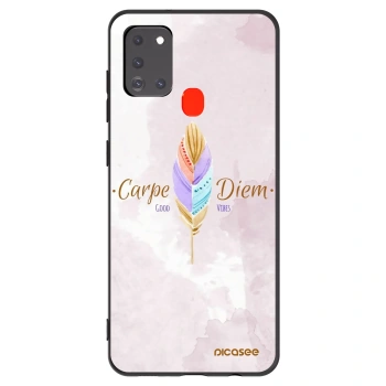 Picasee silikonowe czarne etui na Samsung Galaxy A21s - Carpe Diem