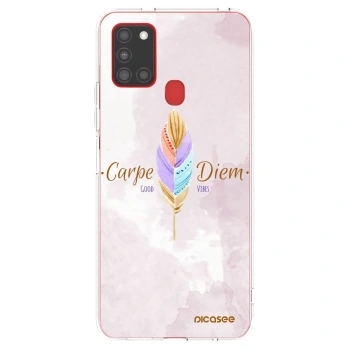 Picasee silikonowe przeźroczyste etui na Samsung Galaxy A21s - Carpe Diem