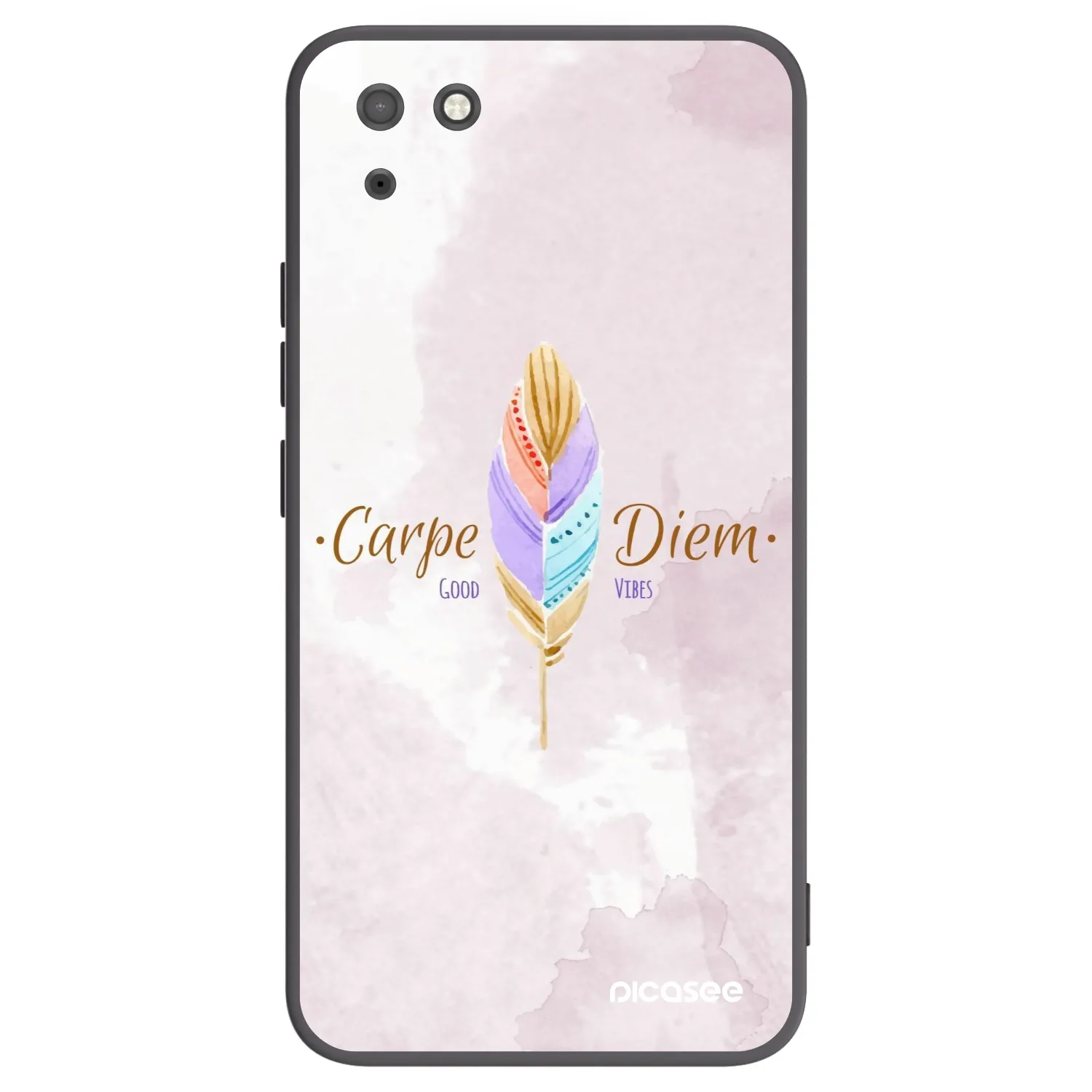 Picasee silikonowe czarne etui na Huawei Y5P - Carpe Diem