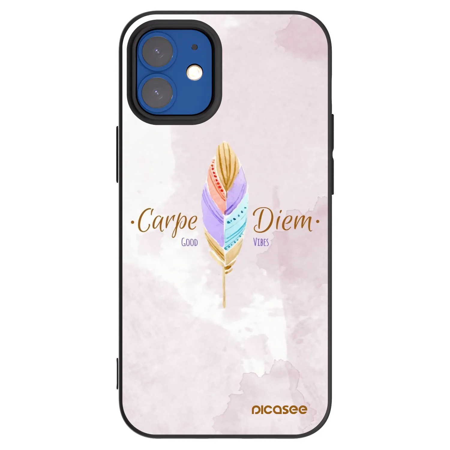 Picasee silikonowe czarne etui na Apple iPhone 12 mini - Carpe Diem
