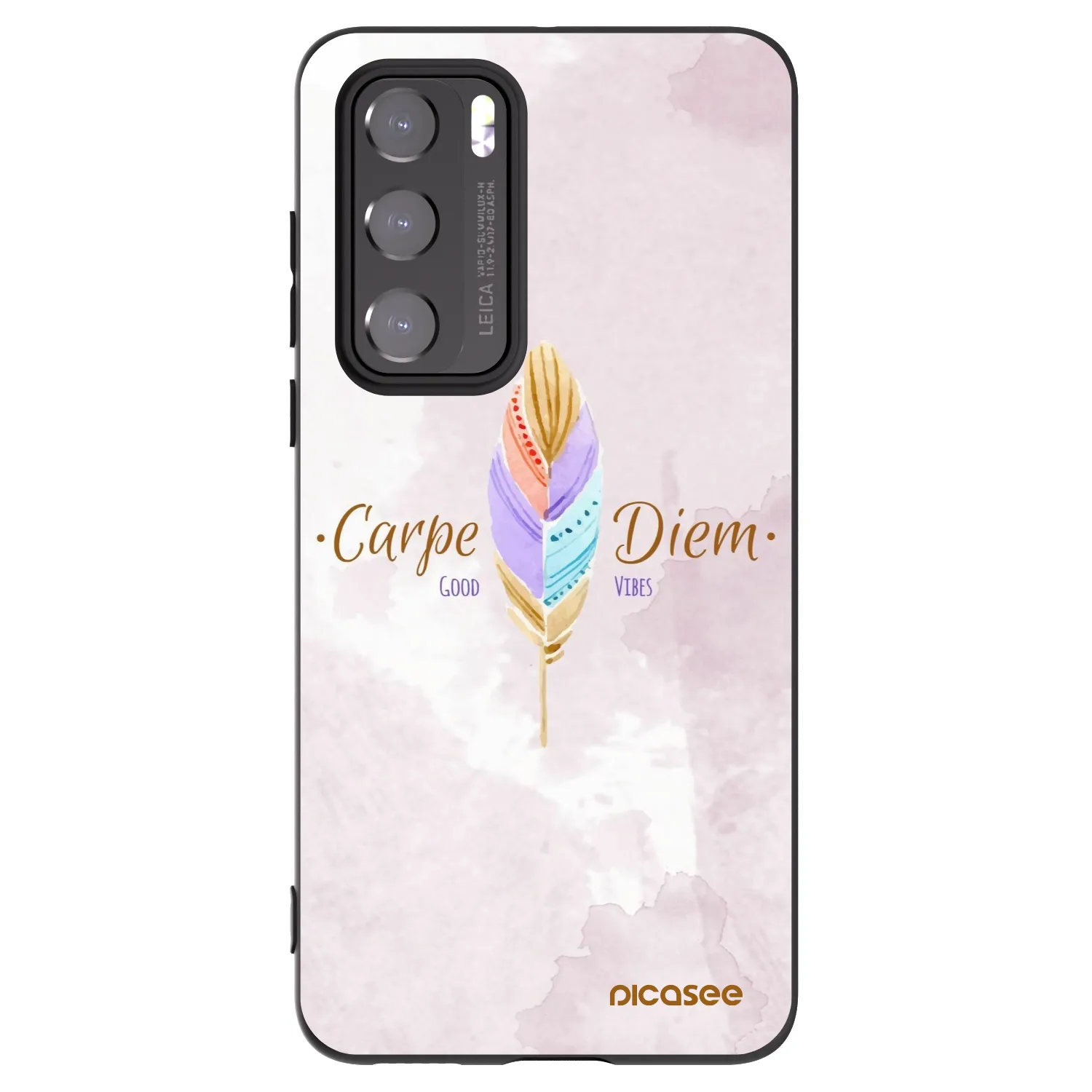 Picasee silikonowe czarne etui na Huawei P40 - Carpe Diem