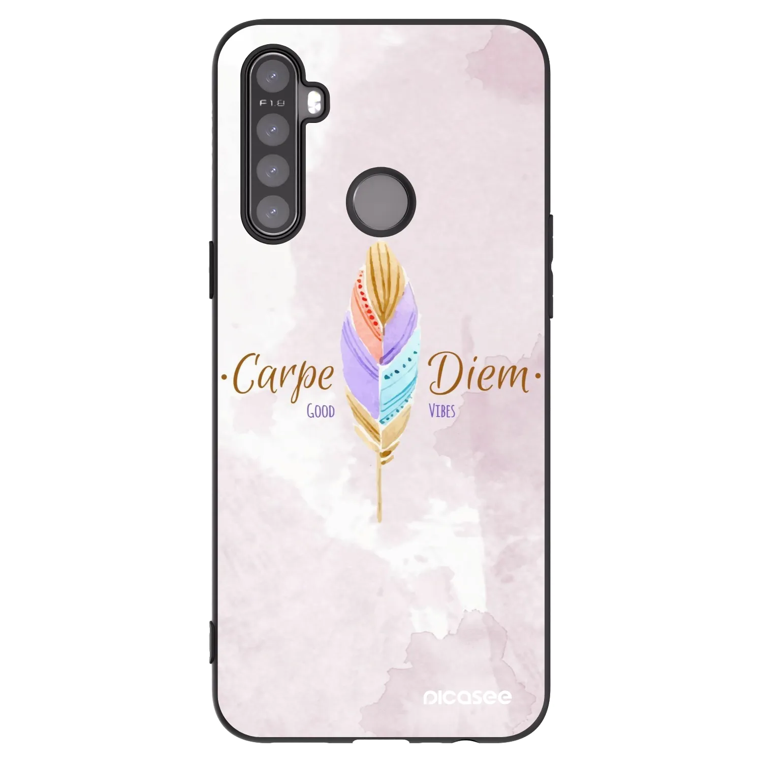 Picasee silikonowe czarne etui na Realme 5 - Carpe Diem