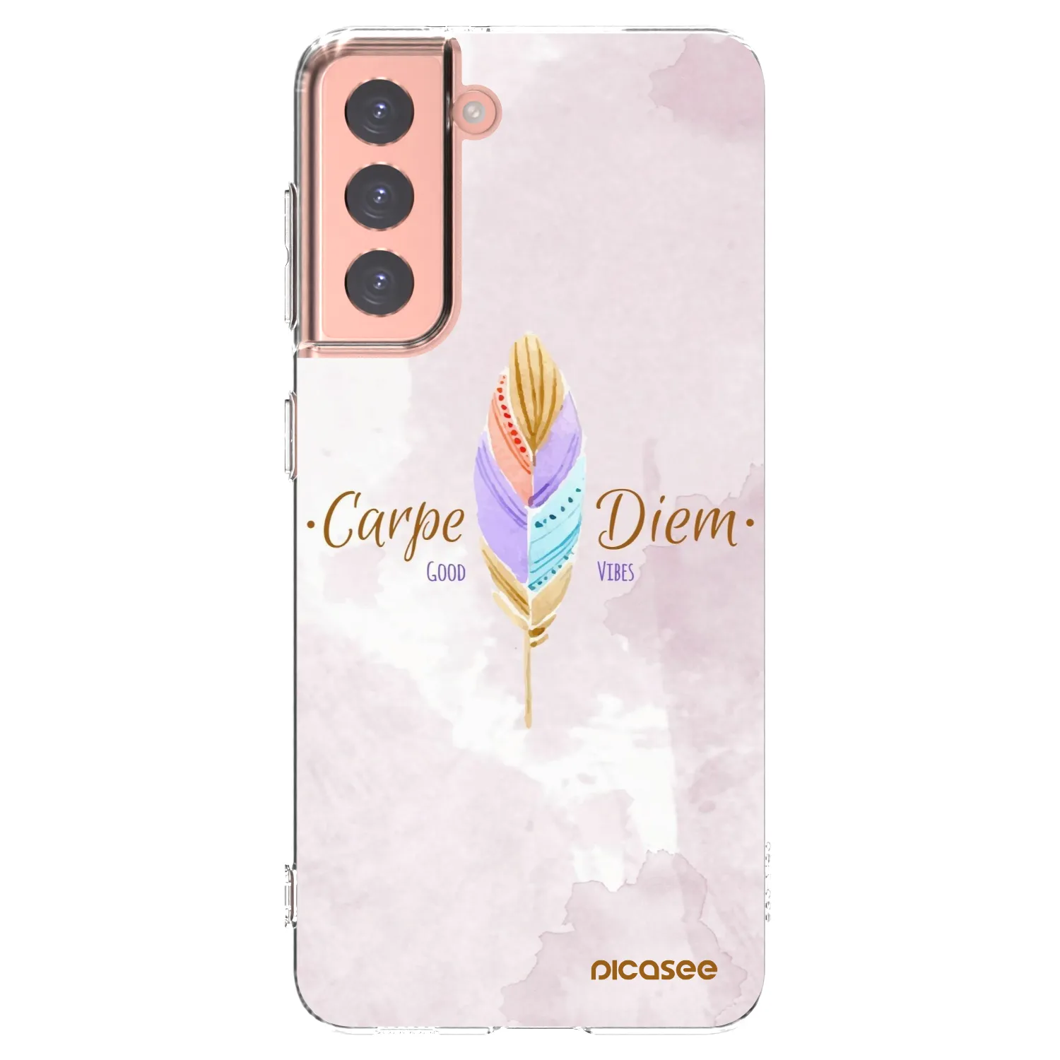 Picasee silikonowe przeźroczyste etui na Samsung Galaxy S21 5G G991B - Carpe Diem