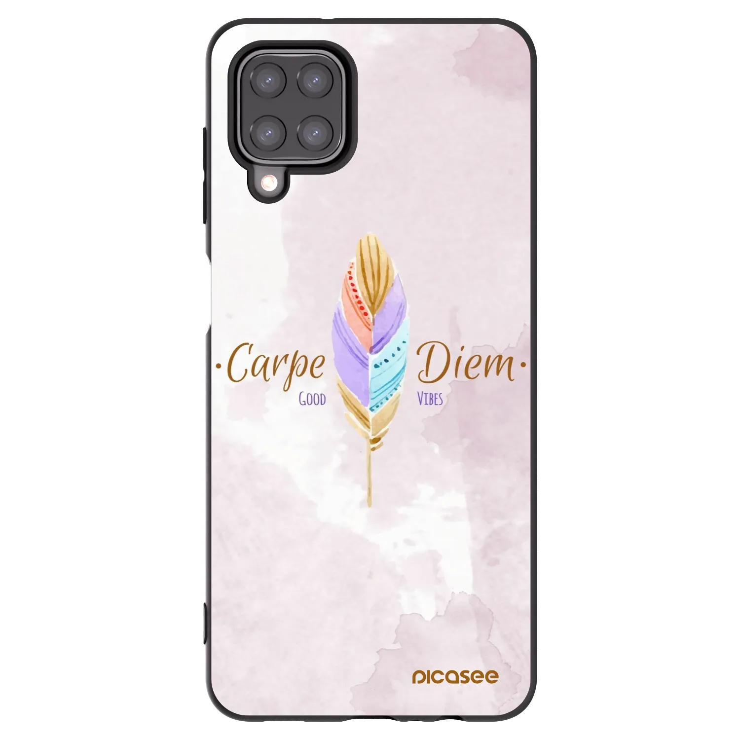 Picasee silikonowe czarne etui na Samsung Galaxy A12 A125F - Carpe Diem