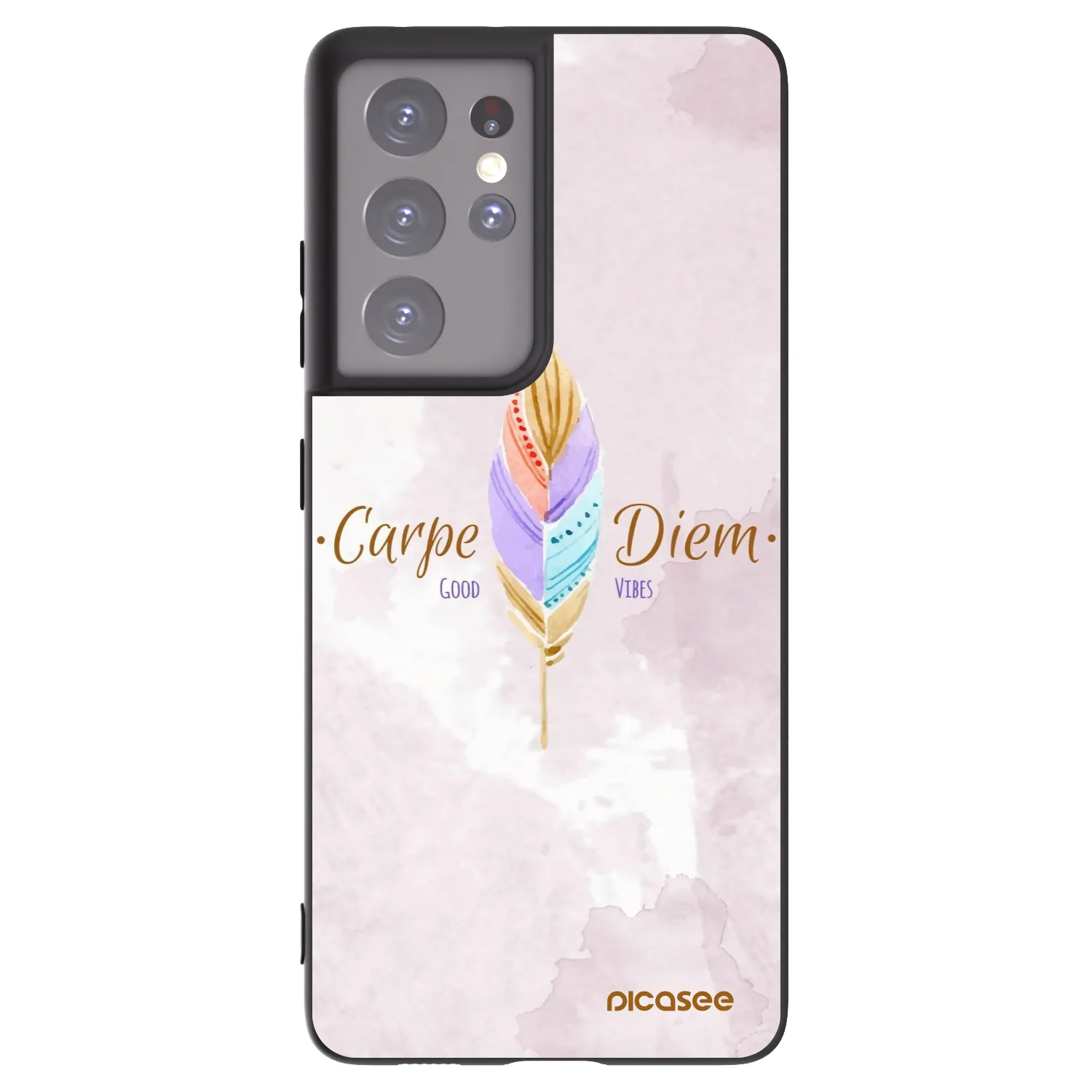 Picasee silikonowe czarne etui na Samsung Galaxy S21 Ultra 5G G998B - Carpe Diem