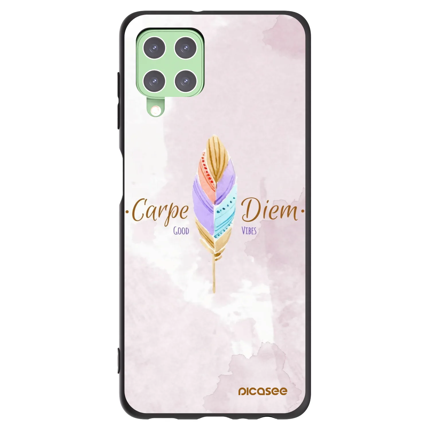 Picasee silikonowe czarne etui na Samsung Galaxy A22 A225F 4G - Carpe Diem