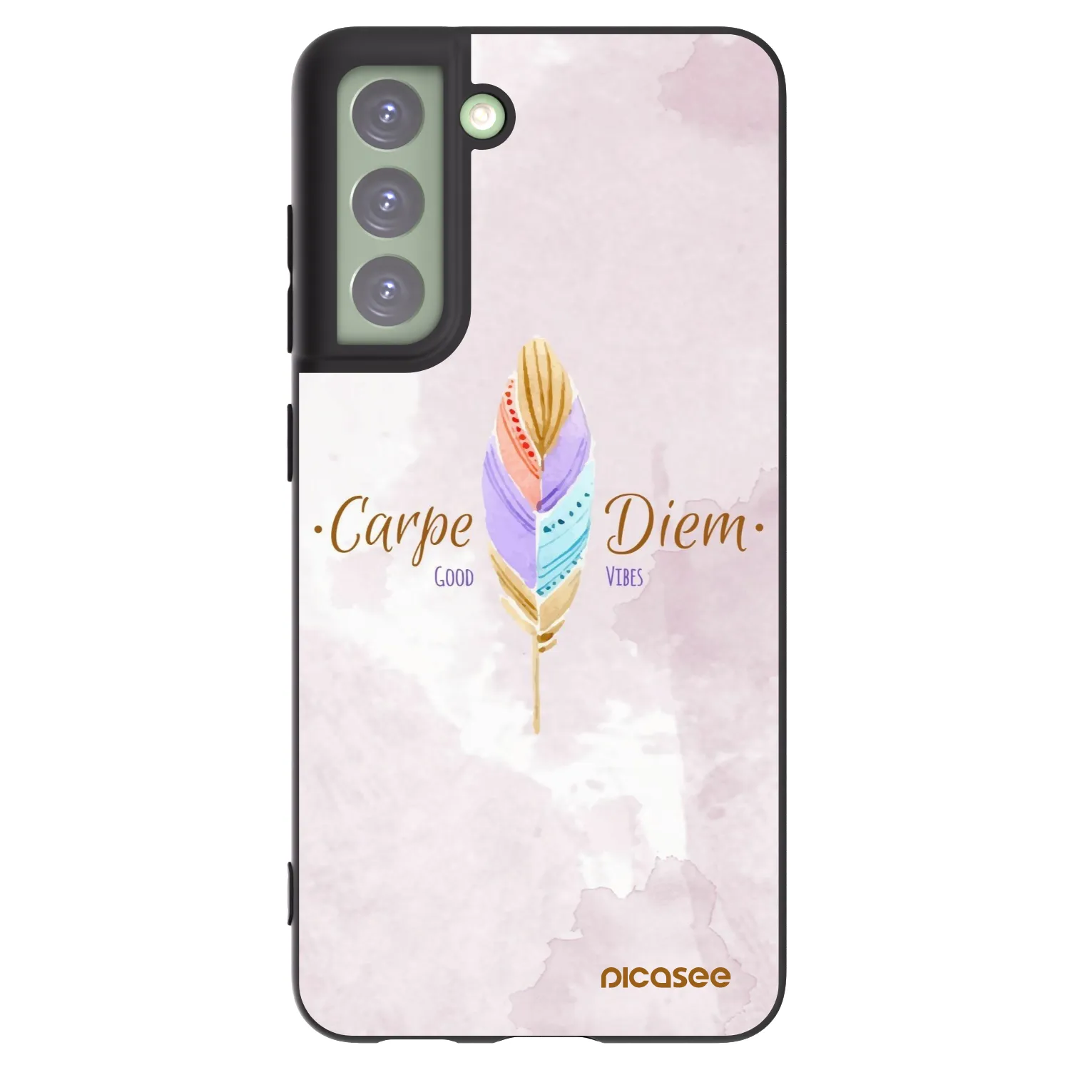Picasee silikonowe czarne etui na Samsung Galaxy S21 FE 5G - Carpe Diem