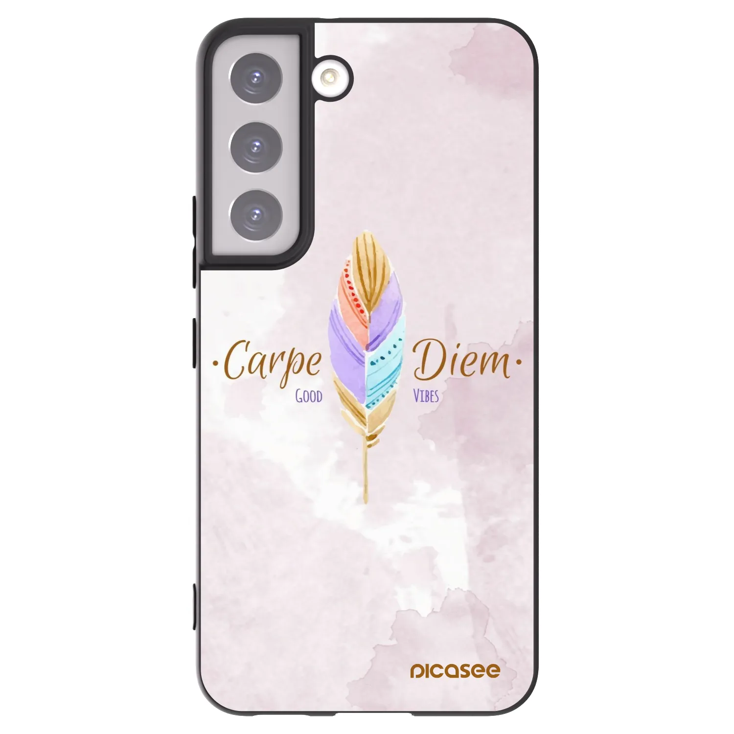 Picasee silikonowe czarne etui na Samsung Galaxy S22 5G - Carpe Diem